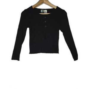Extremely Me girls black ribbed long sleeve top, size 10/12.
